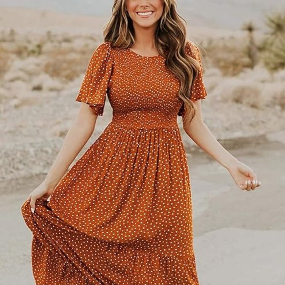 Long flowy orange dress/Never worn!